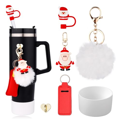 Gosknor Weihnachten Zubehör Set für Stanley Cup, 6stk Becherzubehör mit Strohabdeckung Becherdeckel Lippenstifthalter Haken Pompom Weihnachtsanhänger für Stanley Cup 30 oz und 40 oz (Weihnachtsmann) Gosknor Weihnachten Zubehör Set für Stanley Cup, 6stk Becherzubehör mit Strohabdeckung Becherdeckel Lippenstifthalter Haken Pompom Weihnachtsanhänger für Stanley Cup 30 oz und 40 oz (Weihnachtsmann) von Gosknor
