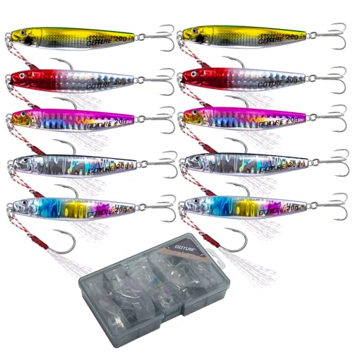 Goture 10 Stück Kunstköder Set, Angelköder Pilker Wobbler Fischlöffel Fischköder Forell für Salzwasser Süßwasserforellen Lachs, Forelle, Köder mit Drillingshaken 20g Goture 10 Stück Kunstköder Set, Angelköder Pilker Wobbler Fischlöffel Fischköder Forell für Salzwasser Süßwasserforellen Lachs, Forelle, Köder mit Drillingshaken 20g von Goture