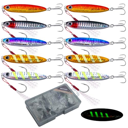 Goture 10 Stück Kunstköder Set, Angelköder Pilker Wobbler Fischlöffel Fischköder Forell für Salzwasser Süßwasserforellen Lachs, Forelle, Köder mit Drillingshaken 20g Goture 10 Stück Kunstköder Set, Angelköder Pilker Wobbler Fischlöffel Fischköder Forell für Salzwasser Süßwasserforellen Lachs, Forelle, Köder mit Drillingshaken 20g von Goture