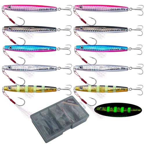 Goture 10 Stück Kunstköder Set, Angelköder Pilker Wobbler Fischlöffel Fischköder Forell für Salzwasser Süßwasserforellen Lachs, Forelle, Köder mit Drillingshaken 20g Goture 10 Stück Kunstköder Set, Angelköder Pilker Wobbler Fischlöffel Fischköder Forell für Salzwasser Süßwasserforellen Lachs, Forelle, Köder mit Drillingshaken 20g von Goture