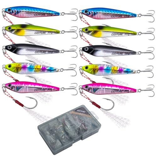 Goture 10 Stück Kunstköder Set, Angelköder Pilker Wobbler Fischlöffel Fischköder Forell für Salzwasser Süßwasserforellen Lachs, Forelle, Köder mit Drillingshaken 30g Goture 10 Stück Kunstköder Set, Angelköder Pilker Wobbler Fischlöffel Fischköder Forell für Salzwasser Süßwasserforellen Lachs, Forelle, Köder mit Drillingshaken 30g von Goture