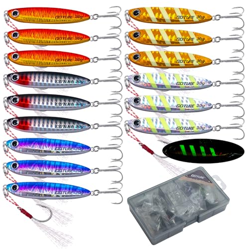 Goture 15 Stück Kunstköder Set, Angelköder Pilker Wobbler Fischlöffel Fischköder Forell für Salzwasser Süßwasserforellen Lachs, Forelle, Köder mit Drillingshaken 30g Goture 15 Stück Kunstköder Set, Angelköder Pilker Wobbler Fischlöffel Fischköder Forell für Salzwasser Süßwasserforellen Lachs, Forelle, Köder mit Drillingshaken 30g von Goture