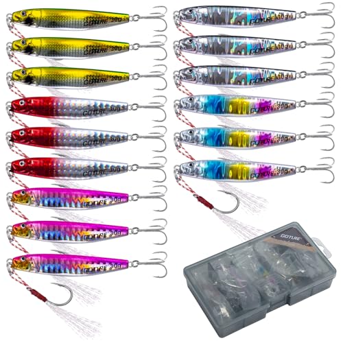 Goture 15 Stück Kunstköder Set, Angelköder Pilker Wobbler Fischlöffel Fischköder Forell für Salzwasser Süßwasserforellen Lachs, Forelle, Köder mit Drillingshaken 30g Goture 15 Stück Kunstköder Set, Angelköder Pilker Wobbler Fischlöffel Fischköder Forell für Salzwasser Süßwasserforellen Lachs, Forelle, Köder mit Drillingshaken 30g von Goture