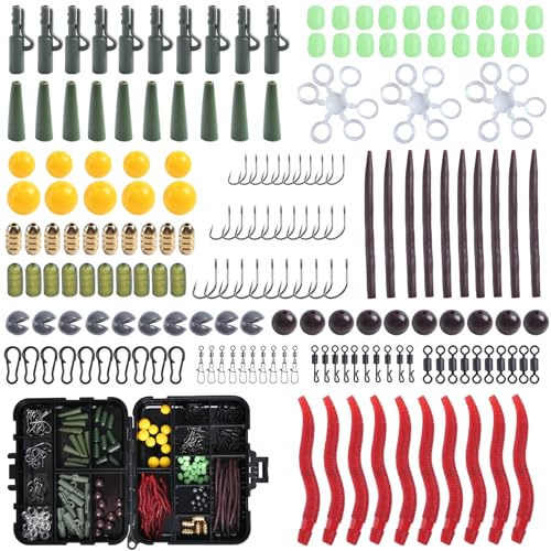Goture 189stk Angelhaken Kit, Karpfen Tackle Box, Angelzubehör Set mit Jig Haken, Angeln Wirbel Snaps, Bullet Bass Werfen Sinker Gewichte, Angelleine Perlen, Angelausrüstung Set mit Angehen Box Goture 189stk Angelhaken Kit, Karpfen Tackle Box, Angelzubehör Set mit Jig Haken, Angeln Wirbel Snaps, Bullet Bass Werfen Sinker Gewichte, Angelleine Perlen, Angelausrüstung Set mit Angehen Box von Goture