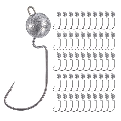 Goture 50 Stück Angelhakenset Jigköpfe 3.5g, Wurmhaken, Scharfen Jighaken Dropshot Haken für Gummifische, Karpfen Bleikopf Angelhaken Offset Angelhaken, Jigkopf Set, Jighaken Set Goture 50 Stück Angelhakenset Jigköpfe 3.5g, Wurmhaken, Scharfen Jighaken Dropshot Haken für Gummifische, Karpfen Bleikopf Angelhaken Offset Angelhaken, Jigkopf Set, Jighaken Set von Goture