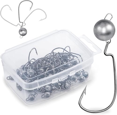 Goture Angelhakenset Jigköpfe, 60 Stück Scharfen Jighaken Set für Gummifische, Gummifische Angeln Jighaken, Karpfen Bleikopf-Angelhaken Offset Haken, Jigkopf Haken 2g Goture Angelhakenset Jigköpfe, 60 Stück Scharfen Jighaken Set für Gummifische, Gummifische Angeln Jighaken, Karpfen Bleikopf-Angelhaken Offset Haken, Jigkopf Haken 2g von Goture