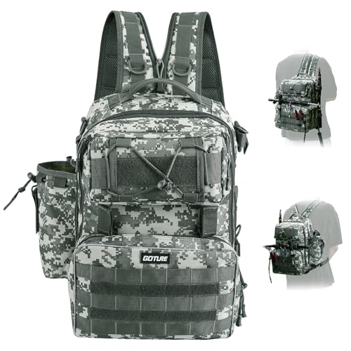 Goture Angelrucksack, Angelzubehör-Rucksack mit Rutenhalter, Tasche für Salzwasser-Angelausrüstung, Umhängetasche für den Außenbereich Tarnung Goture Angelrucksack, Angelzubehör-Rucksack mit Rutenhalter, Tasche für Salzwasser-Angelausrüstung, Umhängetasche für den Außenbereich Tarnung von Goture