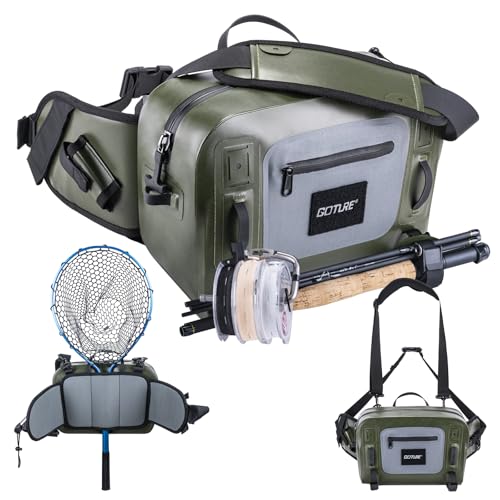 Goture Angeltasche Wasserdicht Hüfttasche, IPX8 840D TPU, Angelgerätetasche mit Rutenhalter, luftdichter Reißverschluss, 9-Liter-Fliegenfischertasche mit verstellbarem Gurt, Geeignet zum Watfischen Goture Angeltasche Wasserdicht Hüfttasche, IPX8 840D TPU, Angelgerätetasche mit Rutenhalter, luftdichter Reißverschluss, 9-Liter-Fliegenfischertasche mit verstellbarem Gurt, Geeignet zum Watfischen von Goture
