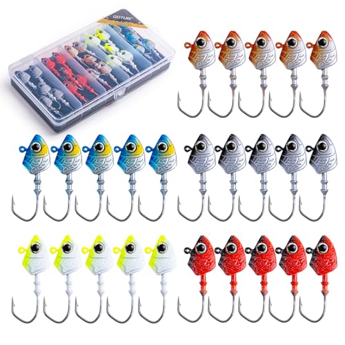 Goture Jigköpfe, farbige Angeln Jig Kopf Haken für Süßwasser-Salzwasser Angeln, bemalte Angel Jighaken mit Tackle Box für Forellenbarsch Zander, Crappie Pro-Jig-Köpfe 25 Stück/Set 10g Goture Jigköpfe, farbige Angeln Jig Kopf Haken für Süßwasser-Salzwasser Angeln, bemalte Angel Jighaken mit Tackle Box für Forellenbarsch Zander, Crappie Pro-Jig-Köpfe 25 Stück/Set 10g von Goture