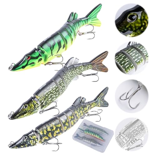 Goture Kunstköder Hecht, Gleitköder Gelenkartigen Hecht Köder, Topwater Angelköder für Segment Schwimmköder, lebensechtes Angelköder-Set Fisch Köder für Zander Barsch Forellen Wobbler Swimbait Goture Kunstköder Hecht, Gleitköder Gelenkartigen Hecht Köder, Topwater Angelköder für Segment Schwimmköder, lebensechtes Angelköder-Set Fisch Köder für Zander Barsch Forellen Wobbler Swimbait von Goture