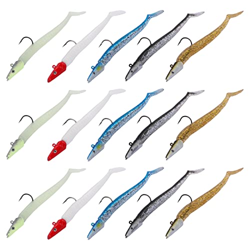 Goture Weiche Angelköder, Jigköpfe, Salzwasser- und Süßwasser-Minnow-Angelköder, T-Schwanz mit Jigkopf, Angelköder, Swim-Shad-Köder zum Barschangeln Goture Weiche Angelköder, Jigköpfe, Salzwasser- und Süßwasser-Minnow-Angelköder, T-Schwanz mit Jigkopf, Angelköder, Swim-Shad-Köder zum Barschangeln von Goture