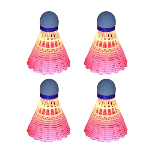 Goufride 4 Stück Leuchtende Badmintonbälle LED Schaumkunststoff Sport Badminton Leuchtende Federbälle Badminton Set Rosa von Goufride