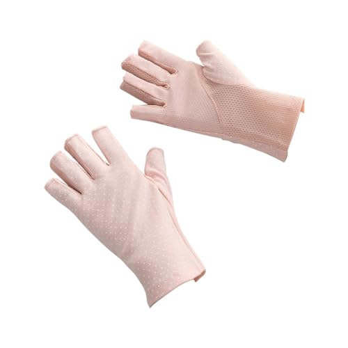 Goufride Fingerlose Handschuhe, rutschfest, UV-Schutz, Autofahrerhandschuhe, Sommer-Outdoor-Handschuhe für Damen und Mädchen, Leder, Rosa von Goufride