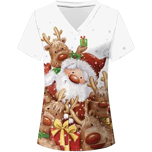 Damen Kurzarm V-Neck Krankenhaus Pflege Kasack Atmungsaktiv Nurse Kasack Bluse Arzt Uniform Krankenschwester Kleidung Weihnachten Motiv Bunt Krankenpfleger Uniformen Schlupfhemd Berufsbekleidung Damen Kurzarm V-Neck Krankenhaus Pflege Kasack Atmungsaktiv Nurse Kasack Bluse Arzt Uniform Krankenschwester Kleidung Weihnachten Motiv Bunt Krankenpfleger Uniformen Schlupfhemd Berufsbekleidung von Graceyo