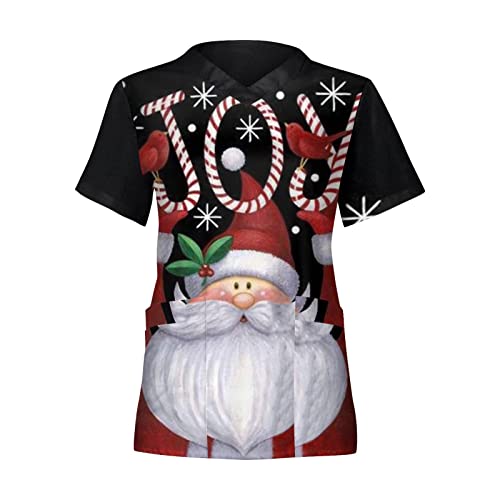Damen Weihnachten Motiv Bunt Pflege Kasack Kurzarm V-Neck Krankenhaus Schlupfhemd Berufsbekleidung Atmungsaktiv Krankenpfleger Kasack Pflege Bluse Arzt Uniform Krankenschwester Kleidung Mit Taschen Damen Weihnachten Motiv Bunt Pflege Kasack Kurzarm V-Neck Krankenhaus Schlupfhemd Berufsbekleidung Atmungsaktiv Krankenpfleger Kasack Pflege Bluse Arzt Uniform Krankenschwester Kleidung Mit Taschen von Graceyo