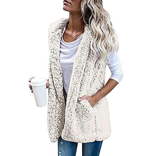 Graceyo Damen Fleeceweste Plüschweste Kunstfell Teddy Fleece Weste Outwear Herbst Winter Outdoor Warm Daunenweste Steppweste Bequem Ärmellos Cardigan Jacke Longweste Westen Tank Tops von Graceyo