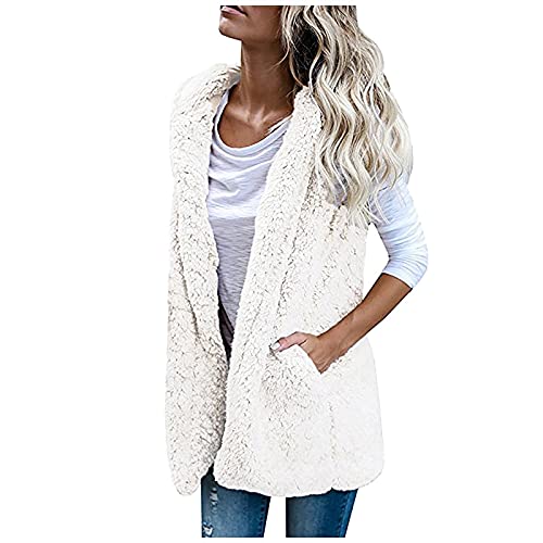 Graceyo Damen Fleeceweste Plüschweste Kunstfell Teddy Fleece Weste Outwear Herbst Winter Outdoor Warm Daunenweste Steppweste Bequem Ärmellos Cardigan Jacke Longweste Westen Tank Tops von Graceyo