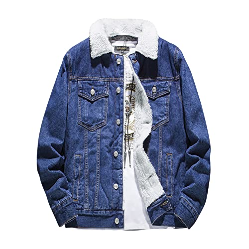 Graceyo Herren Gefüttert Jeansjacke Winterjacke Jacke Parka Warm Fleecemantel Funktionsjacke Wintermantel Kurz Teddy Fleece Outdoor Puffer Jeans Jacket von Graceyo