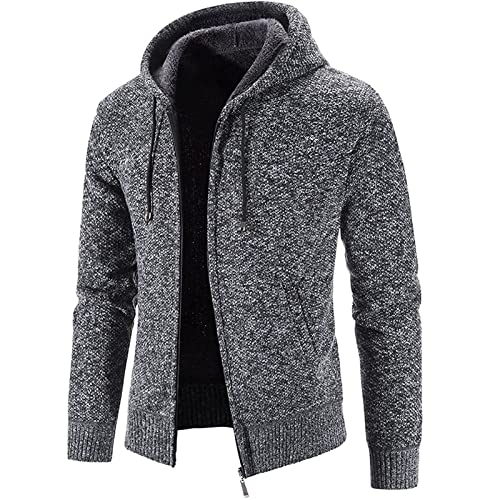 Graceyo Herren Mantel Wintermantel Wollmantel mit Kapuze Warm Slim Fit Herrenjacke Wolle Gefüttert Trenchcoat Kurzmantel Outdoor Fleece Jacke Business Winter Herrenmantel von Graceyo