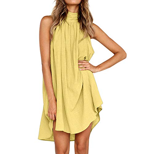 Graceyo Trägerkleid Damen Sommer Neckholder Schulterfrei Elegant Kleider Ärmelloses Sommerkleid Beach Cami Strandkleid Freizeitkleid Unregelmäßige Minikleider Swing Mini Kleid Sommerkleider, Gelb, L Graceyo Trägerkleid Damen Sommer Neckholder Schulterfrei Elegant Kleider Ärmelloses Sommerkleid Beach Cami Strandkleid Freizeitkleid Unregelmäßige Minikleider Swing Mini Kleid Sommerkleider, Gelb, L von Graceyo