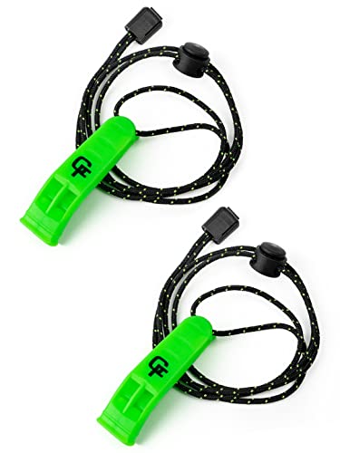 Gradient Fitness Emergency Whistles (2 Pack) | Loud Pealess Plastic Survival Whistle with Adjustable Lanyard, Clip & Reflective Stitching.Quick Safety Access for Swimming, Boating, Surfing, Hiking (1) von Gradient Fitness