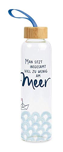 Grafik-Werkstatt Trinkflasche aus Glas mit lustigem Spruch | mit Griffschlaufe | 550 ml | Meer Grafik-Werkstatt Trinkflasche aus Glas mit lustigem Spruch | mit Griffschlaufe | 550 ml | Meer von Grafik-Werkstatt