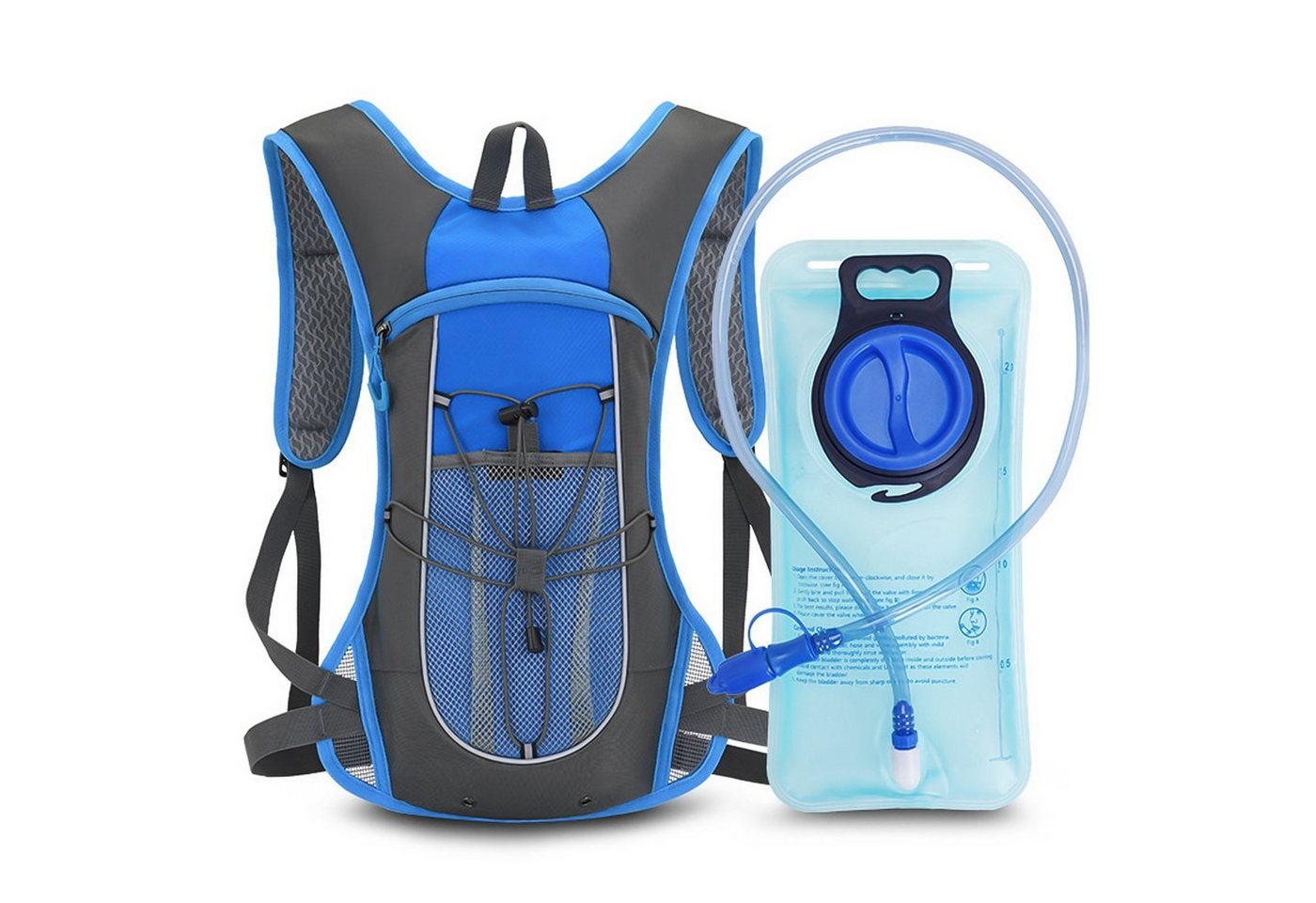 Grafner Trinkrucksack Trinkblase wasserdicht 420D Nylon BPA-frei 2 Liter, inkl. Trinkblase, Ultraleicht von Grafner