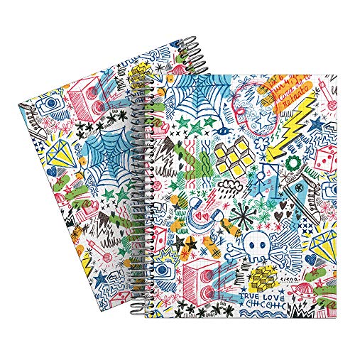 Notizblock A5, kariert, 5 mm, Hardcover, 90 Jahr, Kritzeleien, Elena Corredoira Notizblock A5, kariert, 5 mm, Hardcover, 90 Jahr, Kritzeleien, Elena Corredoira von Grafoplás