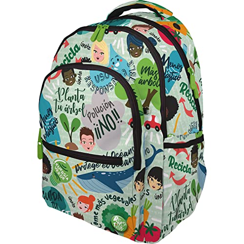 Grafoplás 37502215. Schulrucksack, Kollektion Revolution, Grün, gepolstertes Laptopfach, anpassbar, 33 x 46 x 22,5 cm, Roomy, grün, 33x46x22,5cm, Umweltfreundlich von Grafoplás