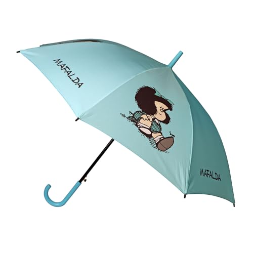 Grafoplás Mafalda Curiosa Regenschirm, automatisches Öffnen, winddicht, leicht und robust, 85 cm lang, 102 cm Durchmesser, Himmelblau, Grande, Für die Schule Grafoplás Mafalda Curiosa Regenschirm, automatisches Öffnen, winddicht, leicht und robust, 85 cm lang, 102 cm Durchmesser, Himmelblau, Grande, Für die Schule von Grafoplás