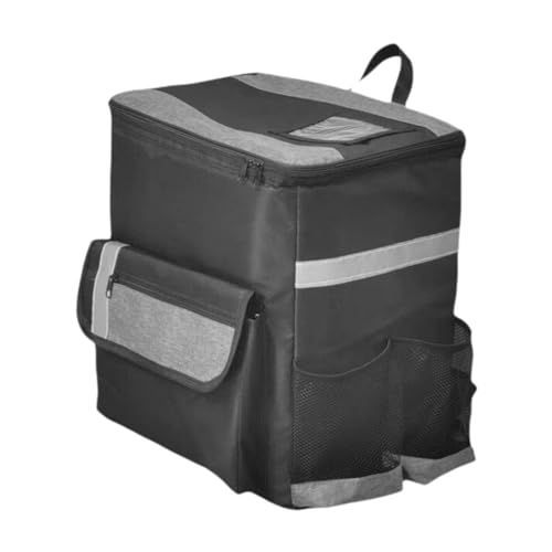 Gralara Isolierter Lebensmittel-Rucksack, Thermische Lebensmitteltasche mit Griff, Tragbare, Glatte Reißverschluss-Lebensmittel-Liefertasche für den, Schwarze Netztasche von Gralara
