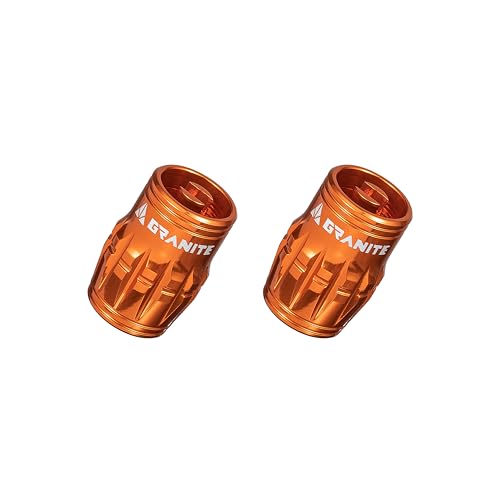 Granite Juicy Nipple Ventilkappe mit Ventilkern-Entfernungsfunktion, Reifenventilkappen Staubschutz für Fahrräder und Fahrzeuge, Langlebige Legierung Schrader-Ventilkappe, 2er-Set (Orange) von Granite