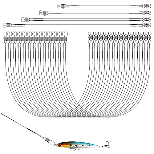 40 Stücke Angelvorfächer Set, Stahlvorfächer, 15 20 25 30 cm Vorfach mit Wirbel, hochwertige Edelstahl Vorfächer für Salzwasser Und Süßwasser Edelstahldraht mit Swivel Snaps… von Grantop