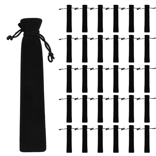 Granvoo 30 Stück Stifttasche 2 Stift mit Kordelzug 17,5x3,5 cm, Samt Federbeutel Kugelschreiber, Kordelzug Federmäppchen Klein Schwarz, Stiftverpackungsbeutel für Stifte Bleistifte Granvoo 30 Stück Stifttasche 2 Stift mit Kordelzug 17,5x3,5 cm, Samt Federbeutel Kugelschreiber, Kordelzug Federmäppchen Klein Schwarz, Stiftverpackungsbeutel für Stifte Bleistifte von Granvoo