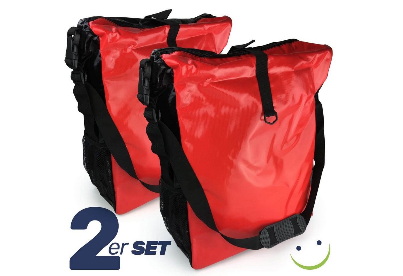 Gravidus Fahrradtasche 2x LKW-Plane Fahrradtasche Fahrrad Gepäckträgertasche Wasserdicht Rot von Gravidus