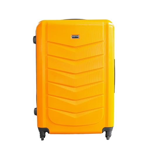 Gravitt Hartschalen-Koffer | 76cm x 49cm x 27cm | Gewicht : 4,2 kg | Trolley Koffer | Reisekoffer | Handgepäck | 4 Rollen | Orange | ABS Material | Inklusive Kofferwaage | Kapazität : 85l von Gravitt