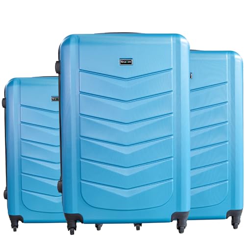 Gravitt Hartschalen-Koffer | Set 3 Stück : S-M-L | Trolley Koffer | Rollkoffer Reisekoffer | Handgepäck | 4 Rollen | ABS Material | Farbe : Blau | Inklusive Kofferwaage von Gravitt