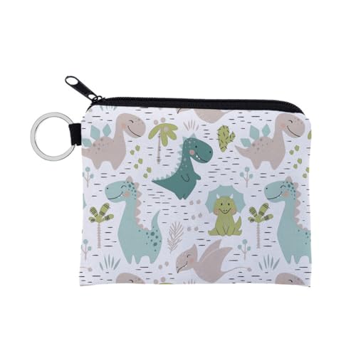 GreatRise 2 Stück Kleines Portemonnaie Geldbörse mit süßes Cartoon Reißverschluss Münzgeldbeutel Polyester Brieftasche Damen Tragbar Geldbeutel Purse Wallet für Id-Karte, Schlüssel Dinosaurier von GreatRise