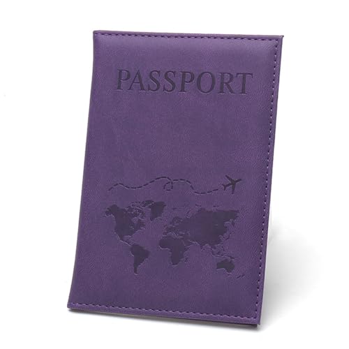 GreatRise 2 Stück PU Leder Reisepasshülle Damen und Herren Personalisiert Reisepass Organizer Reisemappe Passport Cover Kreditkarten Schutzhüllefür Ausweis Reisedokumente Karten Violett von GreatRise