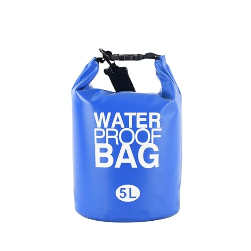 GreatRise Dry Bag Wasserdichte Packsack mit Schultergurt, 2L/5L/10L/15L/20L/30L Wasserfester Tasche Tragbarer Trockensack Seesack Beutel Rucksack für Rafting Schwimmen Boot Kajak Camping Saphirblau 5L von GreatRise