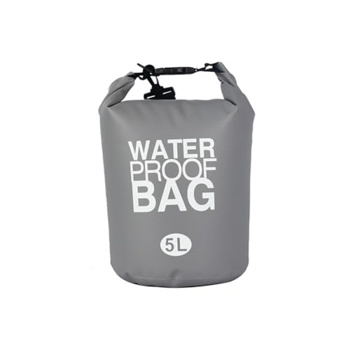 GreatRise Dry Bag wasserdichte Packsack mit Schultergurt, 2L/5L/10L/15L/20L/30L Wasserfester Tasche Tragbarer Trockensack Seesack Beutel Rucksack für Rafting Schwimmen Boot Kajak Camping Grau 10L von GreatRise