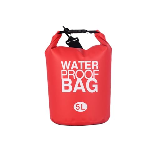 GreatRise Dry Bag wasserdichte Packsack mit Schultergurt, 2L/5L/10L/15L/20L/30L Wasserfester Tasche Tragbarer Trockensack Seesack Beutel Rucksack für Rafting Schwimmen Boot Kajak Camping Rot 2L von GreatRise