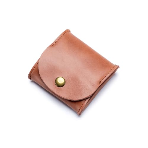 GreatRise Echt-Leder Münzbeutel Mini Retro Münzbörse Faltbare Vintage Portemonnaie Kleine Kinder Geldbeutel Tragbar Schachtelbörse mit Druckknöpfen Coin Purse für Damen Herren Soja von GreatRise