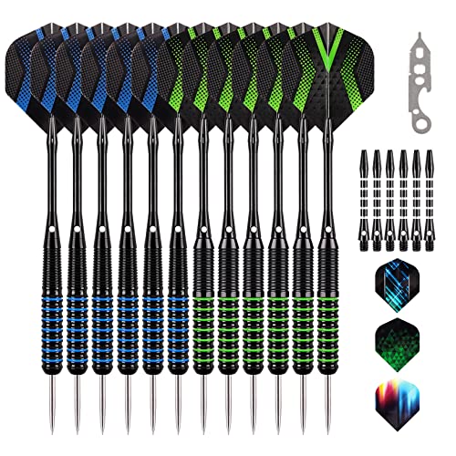 Grebarley Dartpfeile mit Metallspitze,6 Stück 20 Gramm und 6 Stück 22 Gramm,Profi Steeldarts 18 Aluminium Schaft mit 9 Flights 20 Orings Grebarley Dartpfeile mit Metallspitze,6 Stück 20 Gramm und 6 Stück 22 Gramm,Profi Steeldarts 18 Aluminium Schaft mit 9 Flights 20 Orings von Grebarley