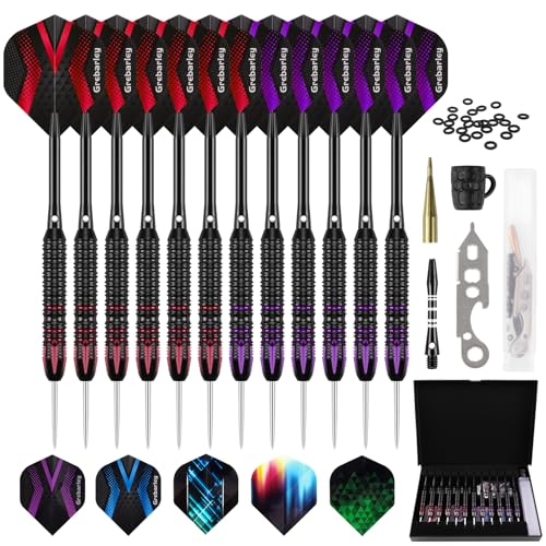 Grebarley Dartpfeile mit Metallspitze,6 Stück 22g und 6 Stück 24g Profi Steeldarts Grebarley Dartpfeile mit Metallspitze,6 Stück 22g und 6 Stück 24g Profi Steeldarts von Grebarley