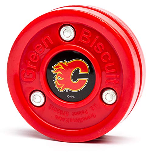 Green Biscuit NHL Pucks - Calgary Flames - Hockey Training Puck, Stays Flat, Passing/Handling Street Hockey von Green Biscuit