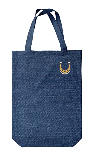 Green Fish Denim-Tragetasche, bedruckt, Einkaufstasche, maschinenwaschbar, faltbar, Handtasche aus Jeans mit Griffen, 22 x 26 cm von Green Fish