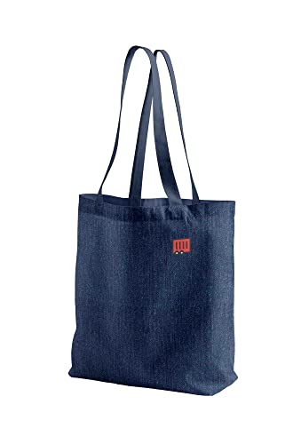 Green Fish Denim-Tragetasche, bedruckt, Einkaufstasche, maschinenwaschbar, faltbar, Jeanshandtasche mit Griffen, 40 x 55 cm von Green Fish