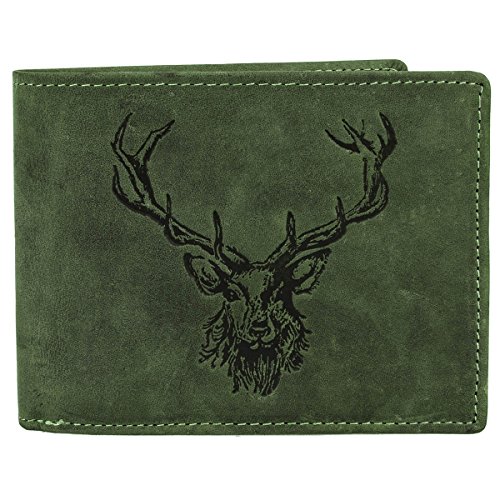 GREENBURRY Vintage Leder Geldbörse Portemonnaie Geldbeutel Royal Stag 1705-RS Hirsch Motiv, Farbe:Olive GREENBURRY Vintage Leder Geldbörse Portemonnaie Geldbeutel Royal Stag 1705-RS Hirsch Motiv, Farbe:Olive von Greenburry