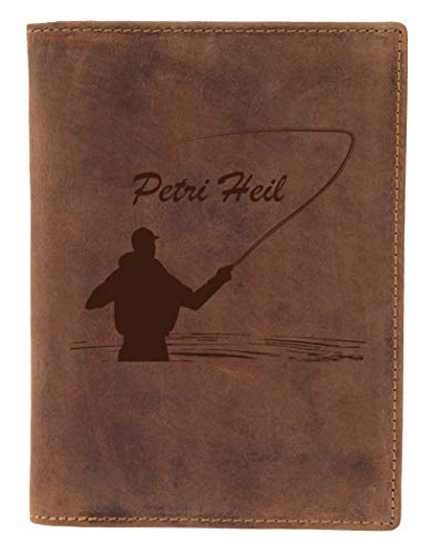 Greenburry Leder-Ausweismappe mit Petri Heil Motiv - Leder Angelausweis-Mappe - 16,5x12cm Greenburry Leder-Ausweismappe mit Petri Heil Motiv - Leder Angelausweis-Mappe - 16,5x12cm von Greenburry